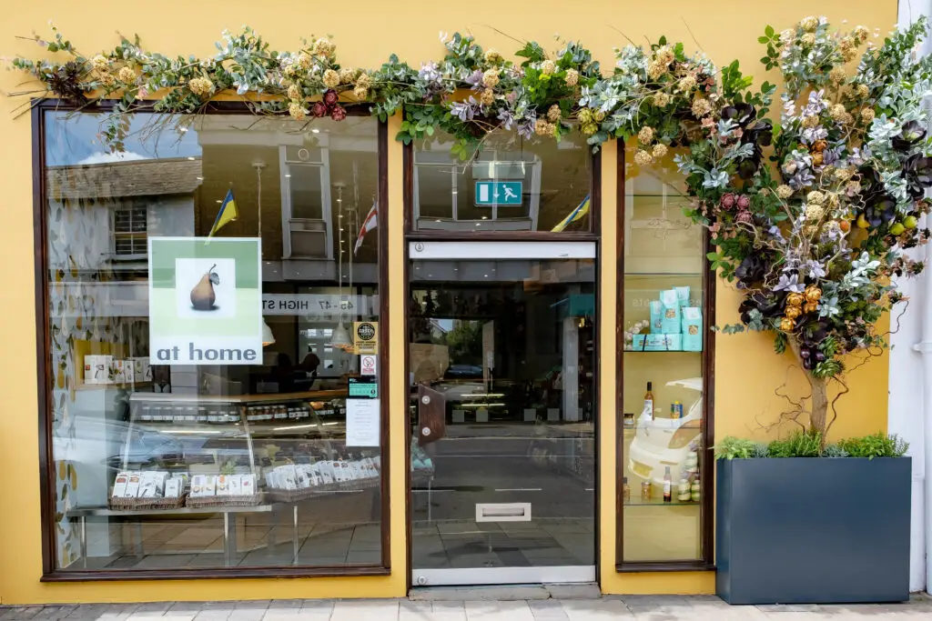 At Home Catering deli shop front on Cobham High Street