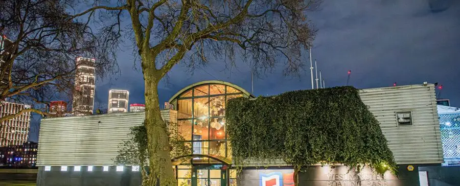 Westminster Boating Base riverside venue with Thames view