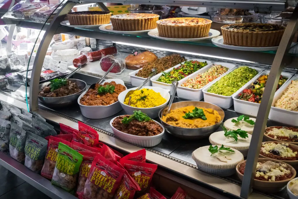 Fresh salads and dishes of the day on the deli counter