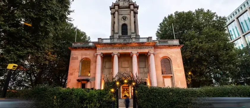 Grand exterior of One Marylebone Grade I listed venue