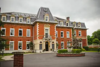 Historic wedding ceremony setup at Fetcham Park